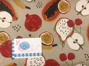 Dekostoff Obst, natur/bunt