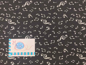 Dekostoff Noten, schwarz/weiss